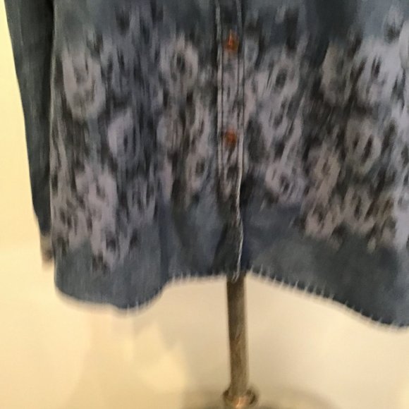 Free People Dottie Over You Chambray Button Up Floral and Plaid Blouse Size S - Picture 3 of 14